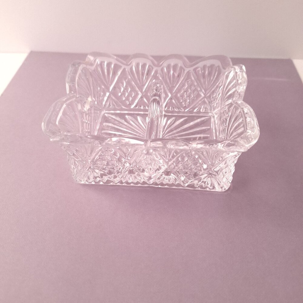 Vintage Glass Scalloped Dish with Sections | Mid-Century Trinket
